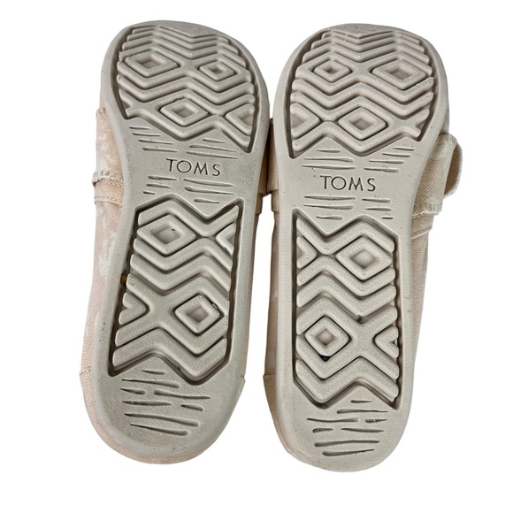 TOMS Light Pink White Bow Canvas Slip On Loafers Sneakers Casual Shoes sz 10 - Picture 2 of 16
